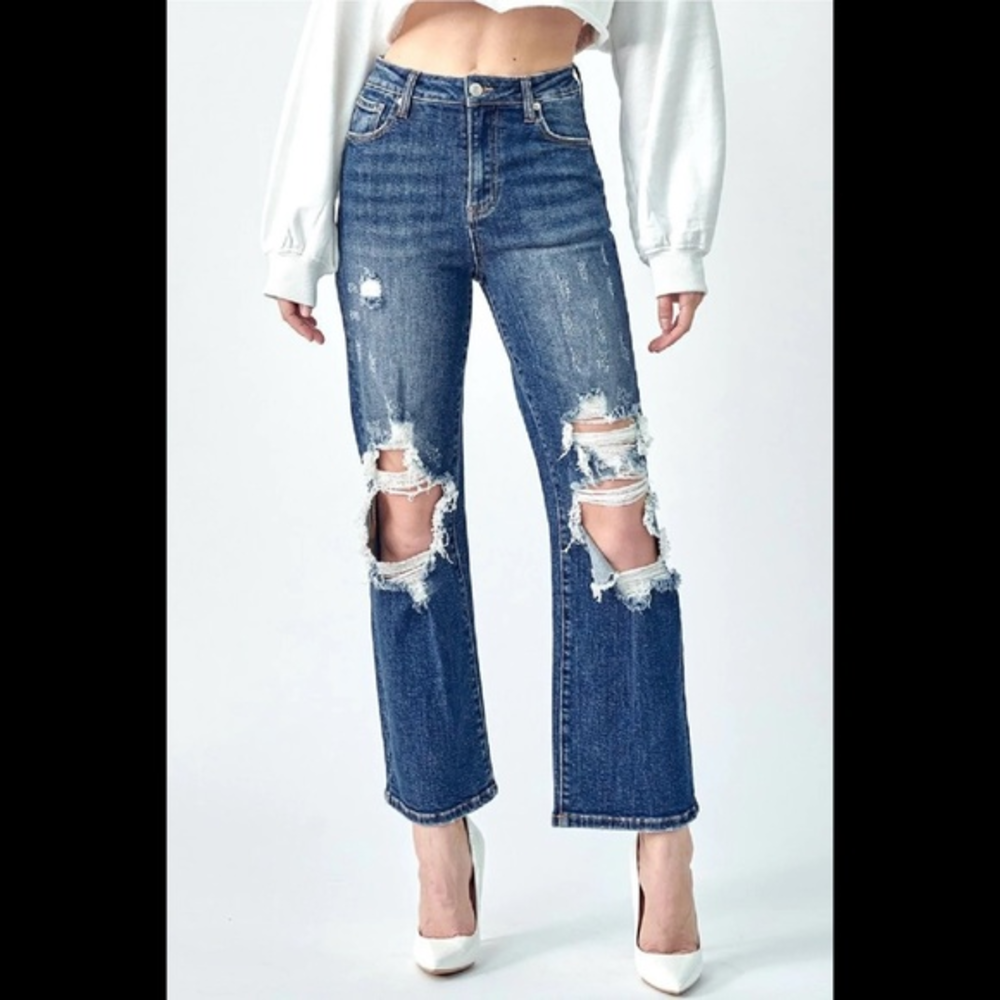 Risen Straight‎ Leg High Rise Jeans Size 25